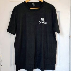 District Black Tee with White YA Collective Script